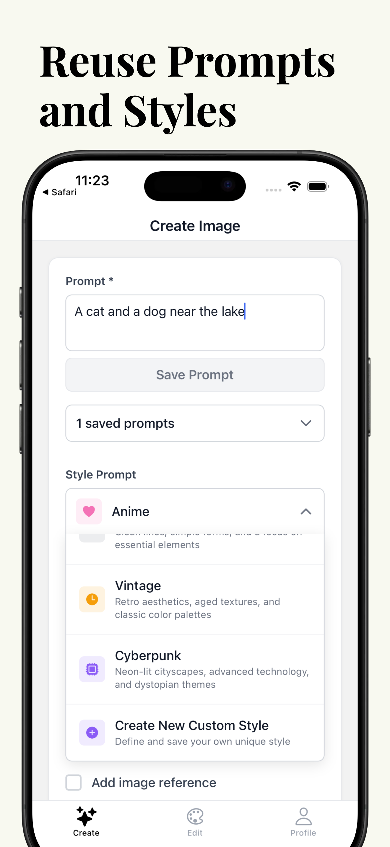 App screenshot - Style settings